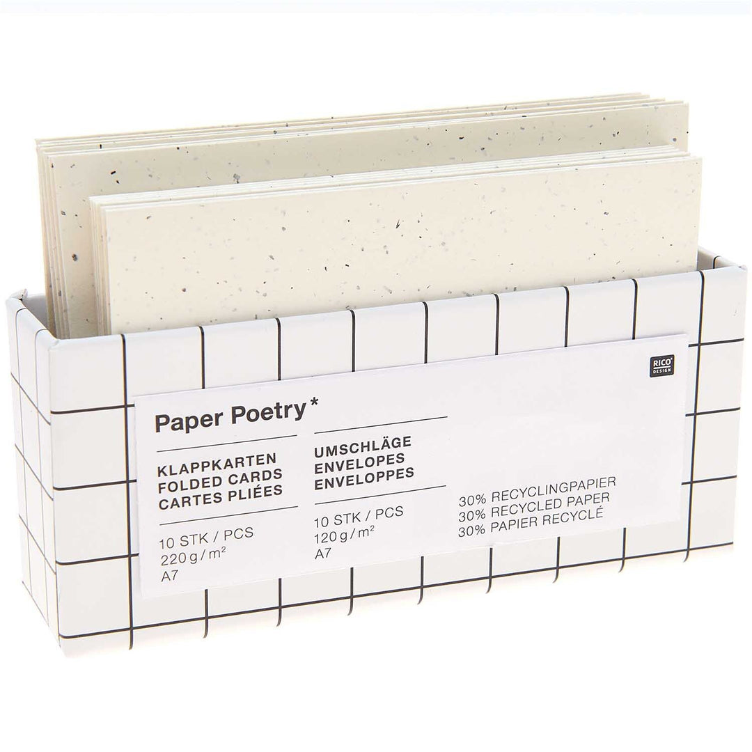 Kartenset DIN C7/A7 mit Recyclingpapier – Elfenbein
