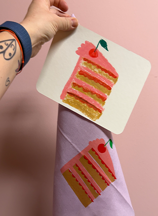 Siebdruck Kuchen als Textildruck