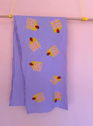 Mehrfarbsiebdruck Motiv Kuchen für Textildruck als Meterware