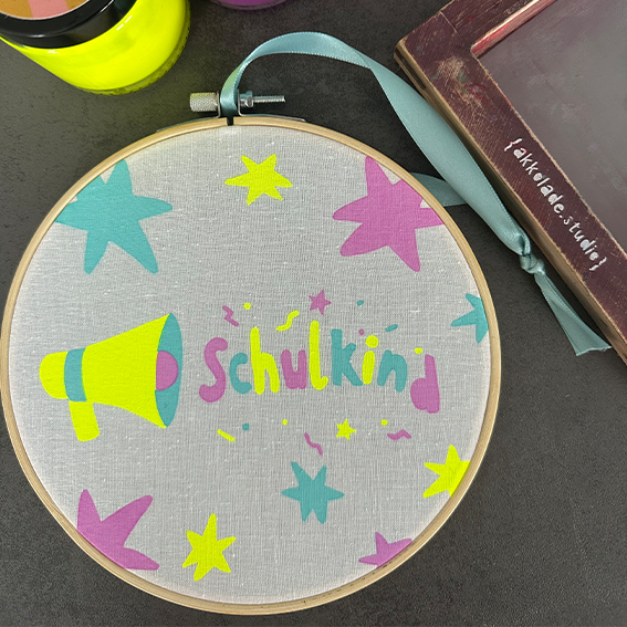 Schulkind Siebdruck Neon