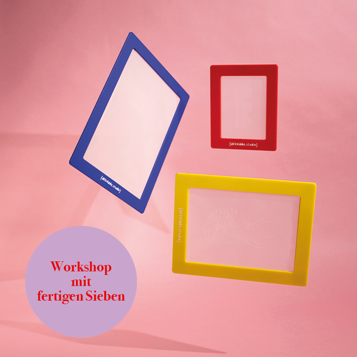 Siebdruck Workshop mit fertigen Sieben
