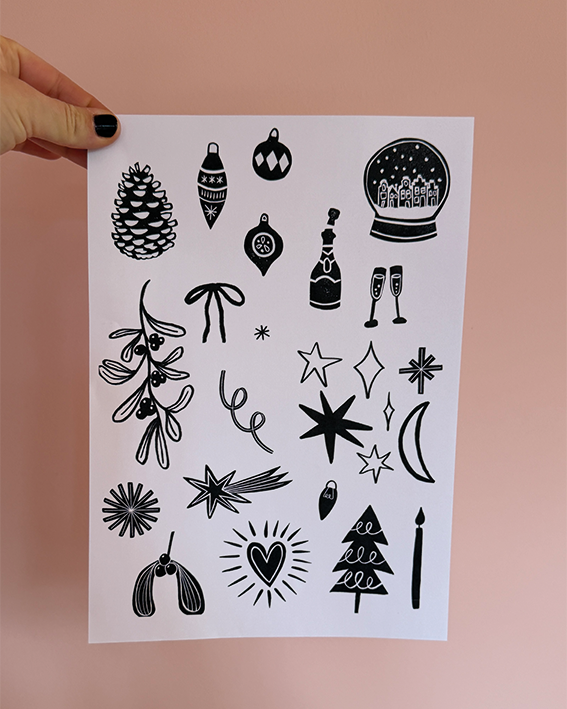 X-MAS - Digitale Vorlage für Siebdruck & Stempel