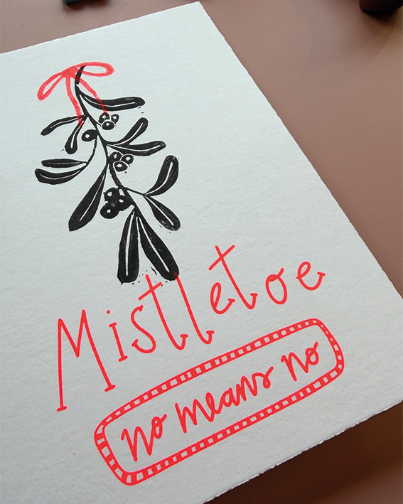 4 feministische X-MAS Sprüche und Stempelvorlage