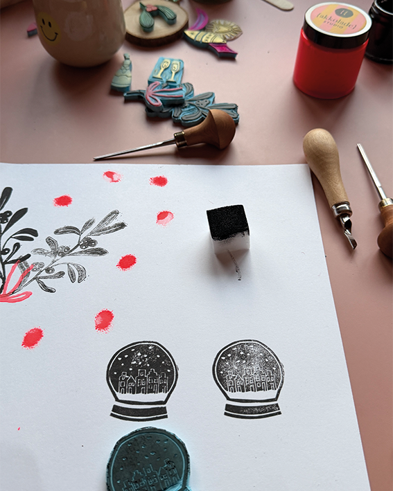 4 feministische X-MAS Sprüche und Stempelvorlage