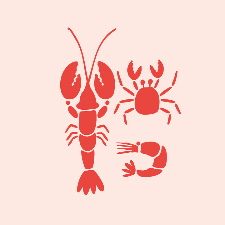 digitale Siebdruckvorlage Hummer, Krebs und Garnele