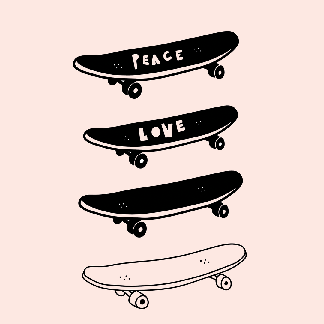 digitale Siebdruckvorlage Skateboards mit Leeren oder Peace und Love Deck