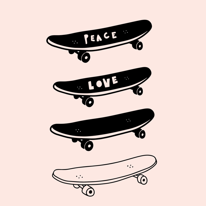 digitale Siebdruckvorlage Skateboards mit Leeren oder Peace und Love Deck